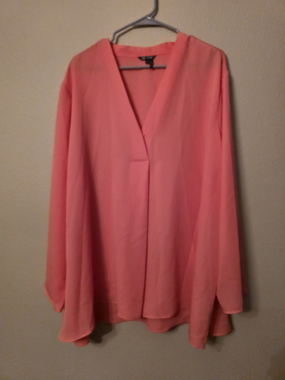 NIC+ZOE Coral V-Neck Flowing Long-Sleeve Blouse